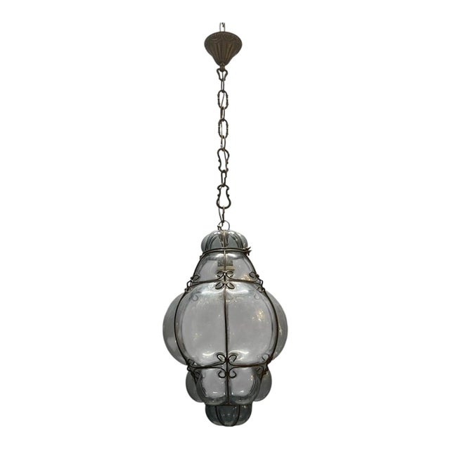 Wrought Iron Murano Glass Pendant Light, 1960s For Sale - Image 11 of 11