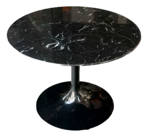 Marquina Black Circular Marble Pedestal Table by Eero Saarinen for Edition Knoll, 1960s