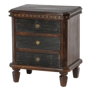 Brown and Charcoal Gustavian Style Nightstand For Sale