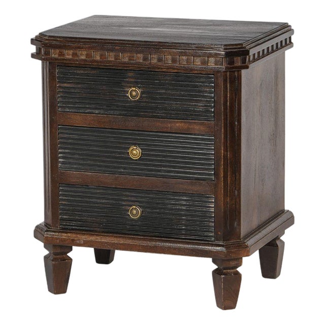 Brown and Charcoal Gustavian Style Nightstand For Sale