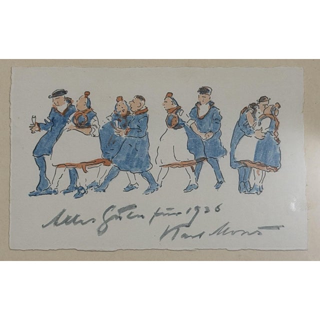 Karl Mons, New Year’s Greetings from the Traditional Costume Couples of Schwalm, Oil Painting on Canvas, in Very Good...