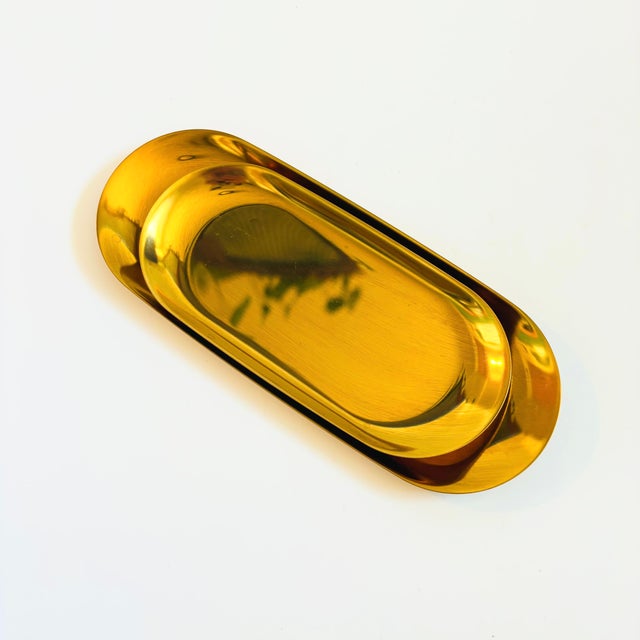 Vintage Oval Brass Nesting Trays - Set of 2 For Sale - Image 4 of 8