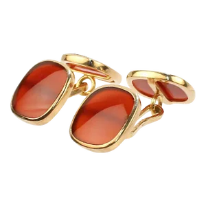 Vintage Austrian Edwardian 14 Karat Gold and Carnelian Cufflinks - 2 Pieces