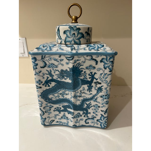 Port 68 Port 68 Turquoise and White Ginger Jar, Discontinued For Sale - Image 4 of 8