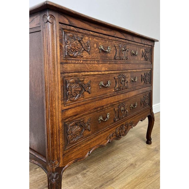 Vintage French Louis Style Oak Chest of 3 Drawers For Sale - Image 11 of 16