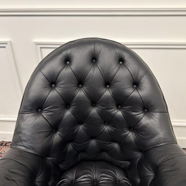 Classic English Chesterfield Desk Chair in Black For Sale - Image 5 of 8