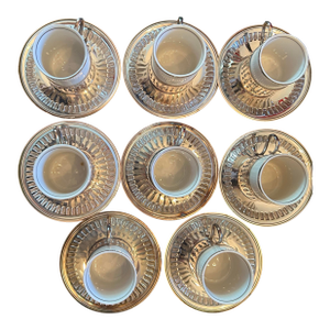 1980s Silver Plate and Porcelain Demitasse Cups and Saucers- 24 Pieces