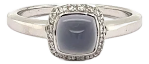 Mid 20th Century Fred of Paris Paindesure Chalcedony & Diamond 18k Rose Gold Ring - Size 7.25