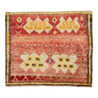 Vintage Zabihi Collection Turkish Mini Square Red Rug - 2'6" x 3' For Sale