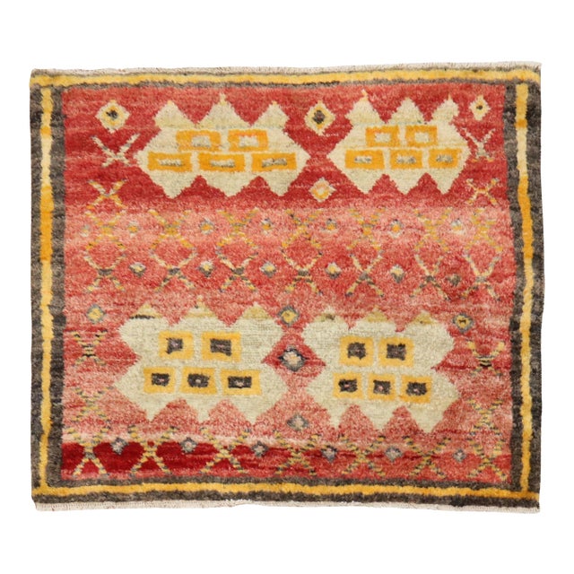 Vintage Zabihi Collection Turkish Mini Square Red Rug - 2'6" x 3' For Sale