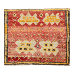 Vintage Zabihi Collection Turkish Mini Square Red Rug