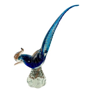 1960s Murano Hand Blown Glass Pheasant Sculpture, Made in Italy For Sale