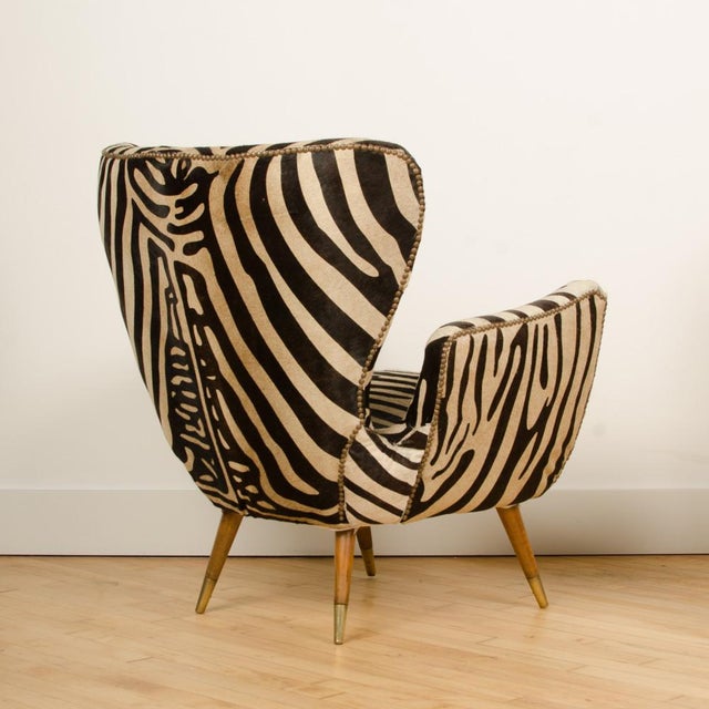 Upholstered Armchairs With Zebra Print Leather Wingback Chairs by Paolo