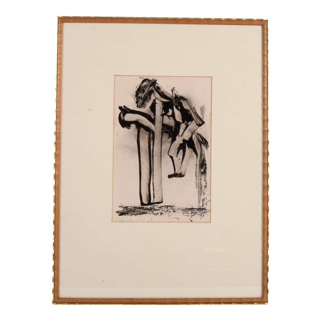 Framed Signed J. Akston "Man of La Mancha, 1970" Acrylic on Paper For Sale