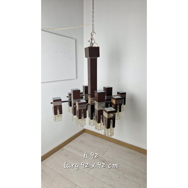 Cubick Chandelier in Chrome Iron and Glass by Gaetano Sciolari for Sciolari, 1960s For Sale - Image 13 of 18