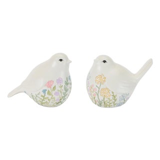 Etched Floral Bird Figurine (Set of 6) For Sale