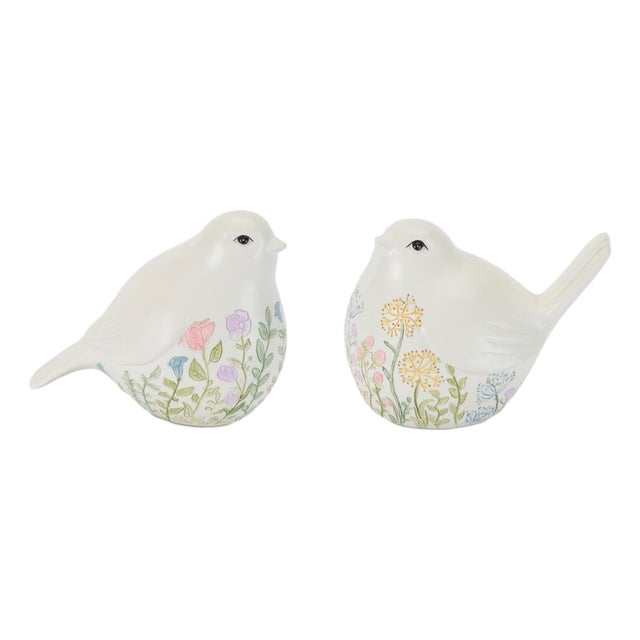 Etched Floral Bird Figurine (Set of 6) For Sale