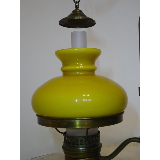 Large Vintage Three-Light Chandelier in Brass, Iron, and Glass, 1970s For Sale - Image 9 of 16