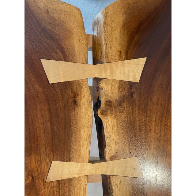 Mid-Century Modern Hand Crafted Live Edge Butterfly Table in Walnut and Curly Maple by Artist Keith R. Allen For Sale - Image 3 of 12