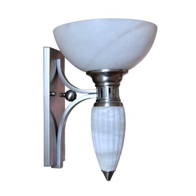 Art Deco Sconces with Alabaster Bowls and Illuminated Cones, 1990s, Set of 2 For Sale - Image 17 of 17