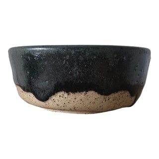 American Studio Pottery Bowl With Black Drip Glaze, Dated 2025 For Sale