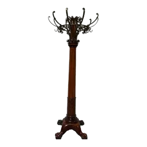 Antique Mahogany Carved Wooden Claw Footed Coat Rack From Mission Inn