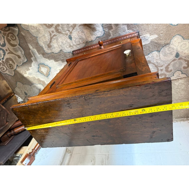 19th Century Antique Victorian Style One Door One Drawer Pedestal Cabinet With Porcelain Hardware and Key For Sale - Image 14 of 17