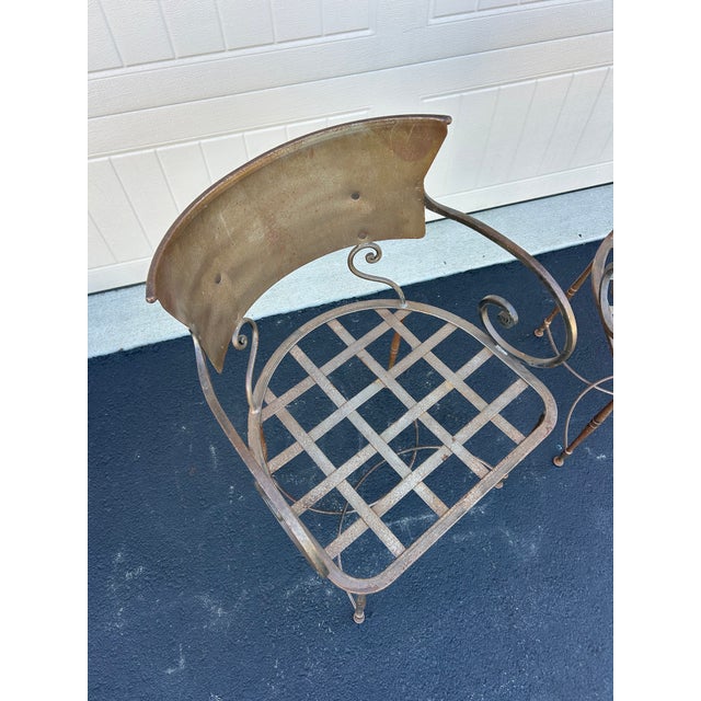 Metal Vintage Metal Scroll Armchairs, Pair For Sale - Image 7 of 8