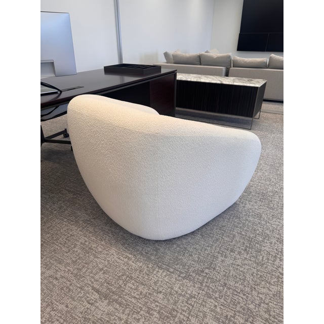 RH (Restoration Hardware) oversized barrel lounge chair in creamy ivory boucle. Fully upholstered sculptural form with no...