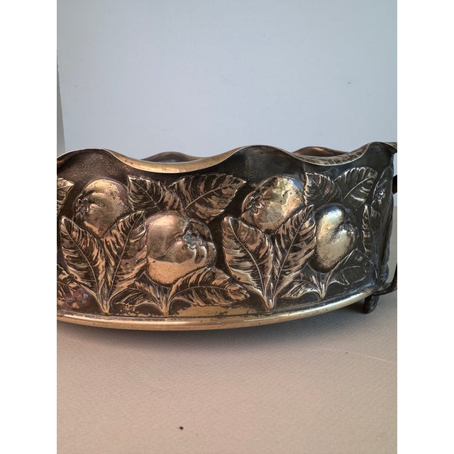Antique European Brass Jardiniere With Apple Motif For Sale - Image 4 of 10