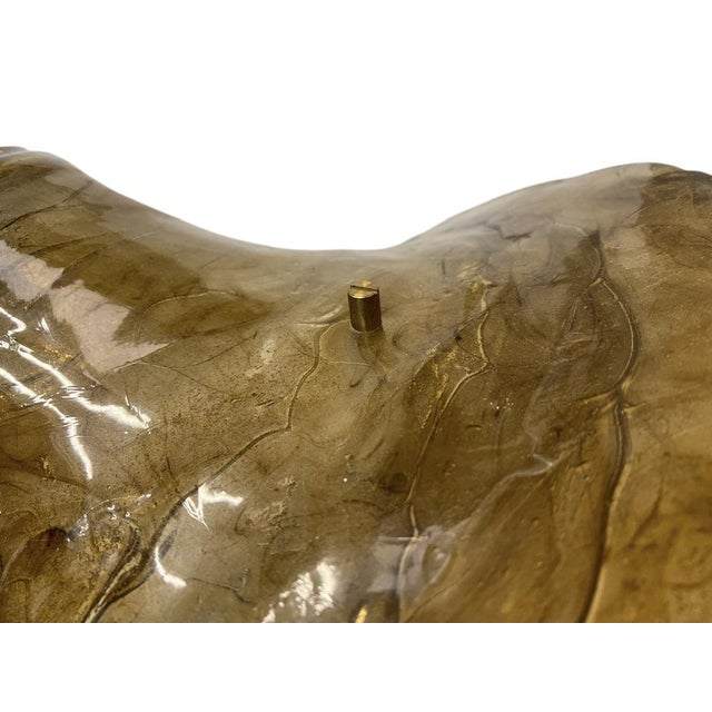 Amber Acrylic and Brass Hat-Shaped Pendant Lamp from Cristallux, Germany, 1970s For Sale - Image 10 of 14