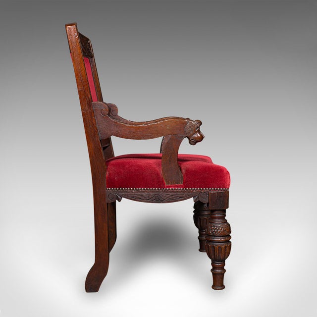 Antique Morning Room Elbow Chair, Scottish, Oak, Gothic Revival Seat, Victorian For Sale - Image 4 of 12