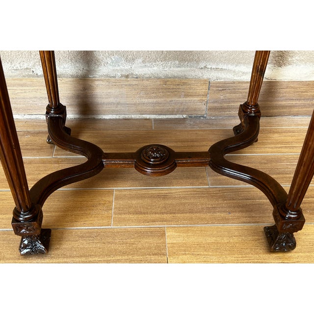 Brown Italian 1800s Walnut Side Table With Carved Apron and Cabriole Legs For Sale - Image 8 of 13