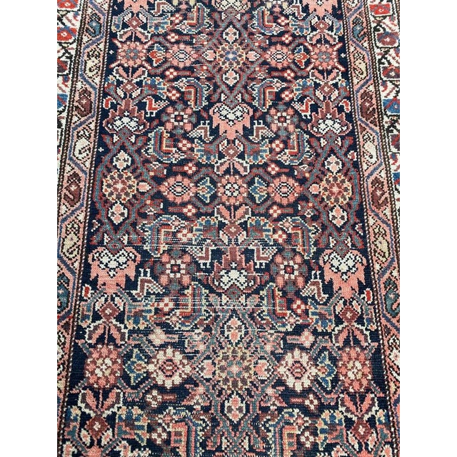 Nice late 19th century runner with beautiful Herati design and beautiful natural colors with blue, pink, orange, brown,...