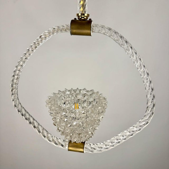 Gold Rostrato Murano Glass Pendant Lamp, Italy, 1940s For Sale - Image 8 of 12