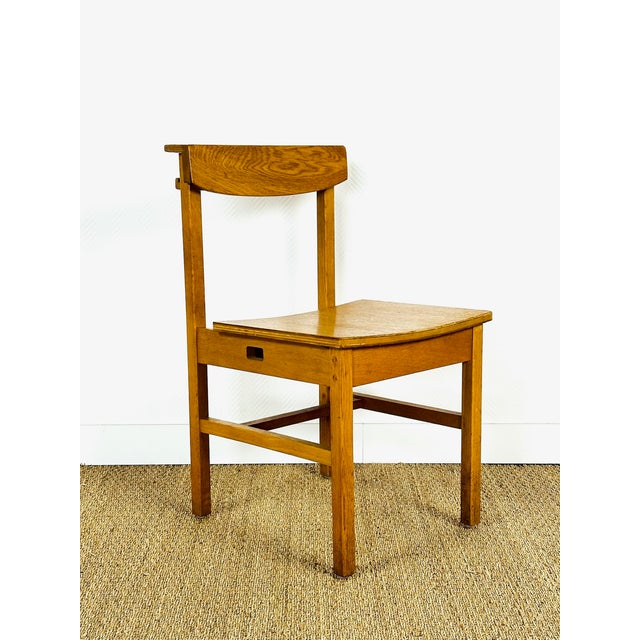 Beige Vintage Oak Dining Chairs, 1950s, Set of 6 For Sale - Image 8 of 18