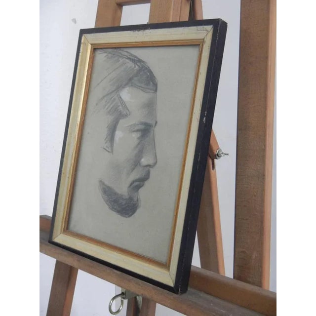 Mina Anselmi, Profile of Man, 1940, Charcoal Drawing, Framed For Sale - Image 10 of 11