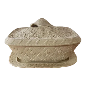 Early to Mid 19th Century English Wedgwood Caneware Game Pie Dish & Underplate