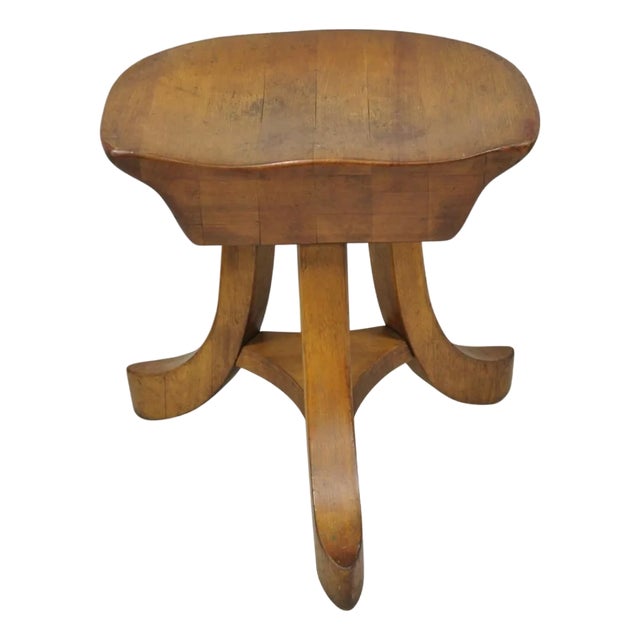 Vintage Mid Century Modern Mahogany Adolf Loos Theban Style Tripod Saddle Stool For Sale