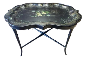 Antique English Coffee Table With Crackled Handpainted Finish, Early 20th Century