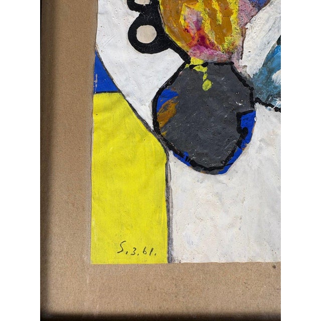 Sonja SEKULA (1918-1963) Oil painting on paper . Abstract expressionist composition. 1961. Monogrammed S and dated 3.61....