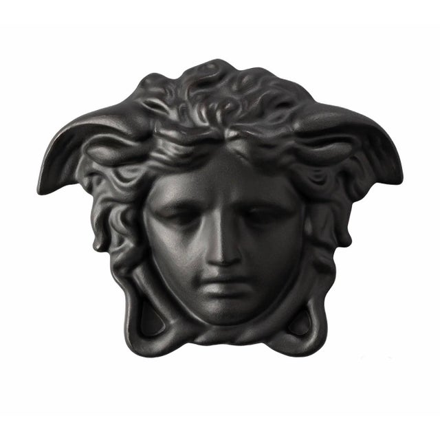 Versace Head of Medusa Black Matte Frosted Crystal Paperweight by Rosenthal of Germany For Sale - Image 11 of 11