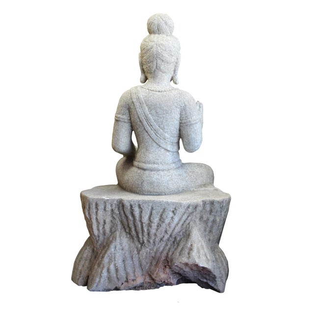 Chinese White Marble Stone Sitting Kwan Yin Tara Bodhisattva Statue For Sale - Image 4 of 7