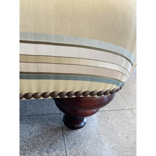 Light Yellow George Smith Striped Ottoman For Sale - Image 8 of 12