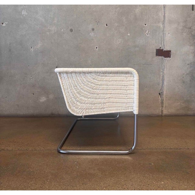 Mid-Century Modern Vintage MCM Martin Visser Attributed Rattan & Chrome Couch For Sale - Image 3 of 9