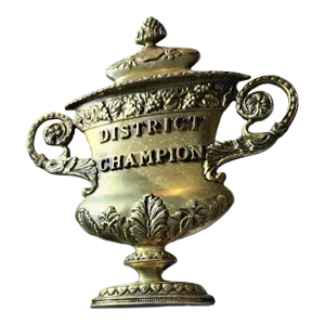 50s Brass Neoclassical 9.5" Urn Loving Cup Wall Trophy- "District Champion"