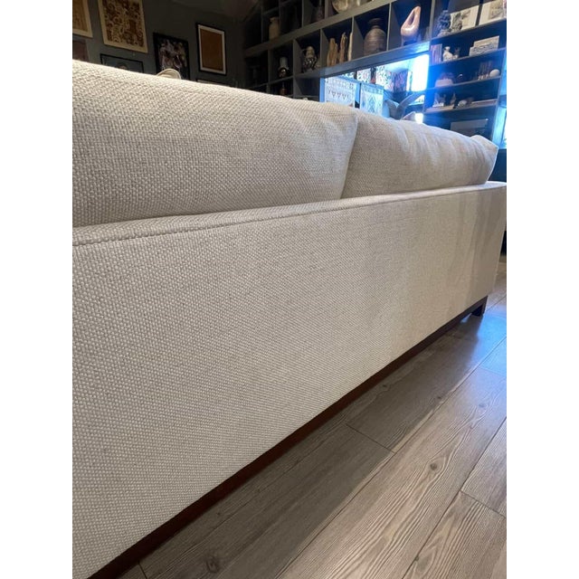 Lee Industries 8 Foot Two Cushion Sofa With Oak Base in White Woven Fabric For Sale - Image 11 of 12