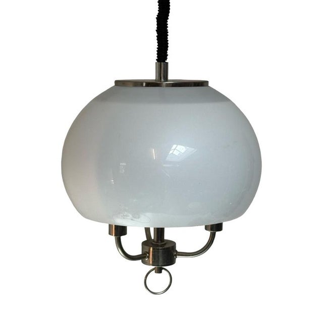 Vintage Space Age Height-Adjustable Pendant Light in White Acrylic from Dijkstra For Sale - Image 5 of 8