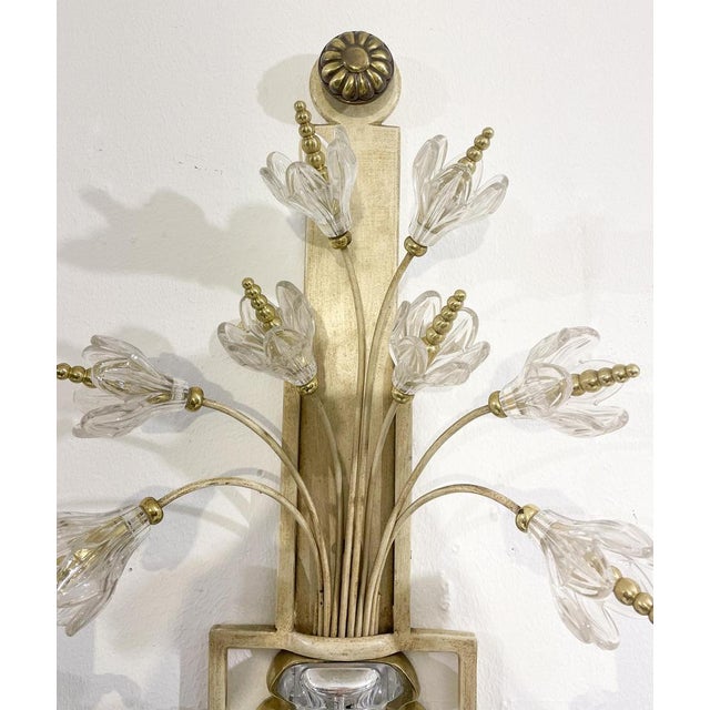 Silver, Wrought Iron and Glass Wall Lights attributed to Banci, Italy, 1940s, Set of 2 For Sale - Image 6 of 8