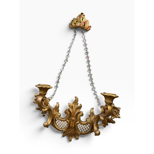Hollywood Regency Vintage Homco 4002t Hollywood Regency Gold Triple-Arm Wall Sconce For Sale - Image 3 of 6